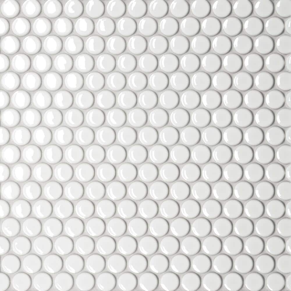 White Circular Glossy Porcelain Mosaic Wall Tile