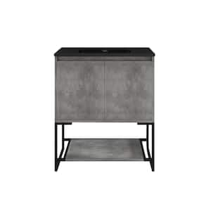 Allen 30 in. W x 19 in. D x 34 in. H Freestanding Bath Vanity in Charcoal Gray with Black Cultured Mable Top