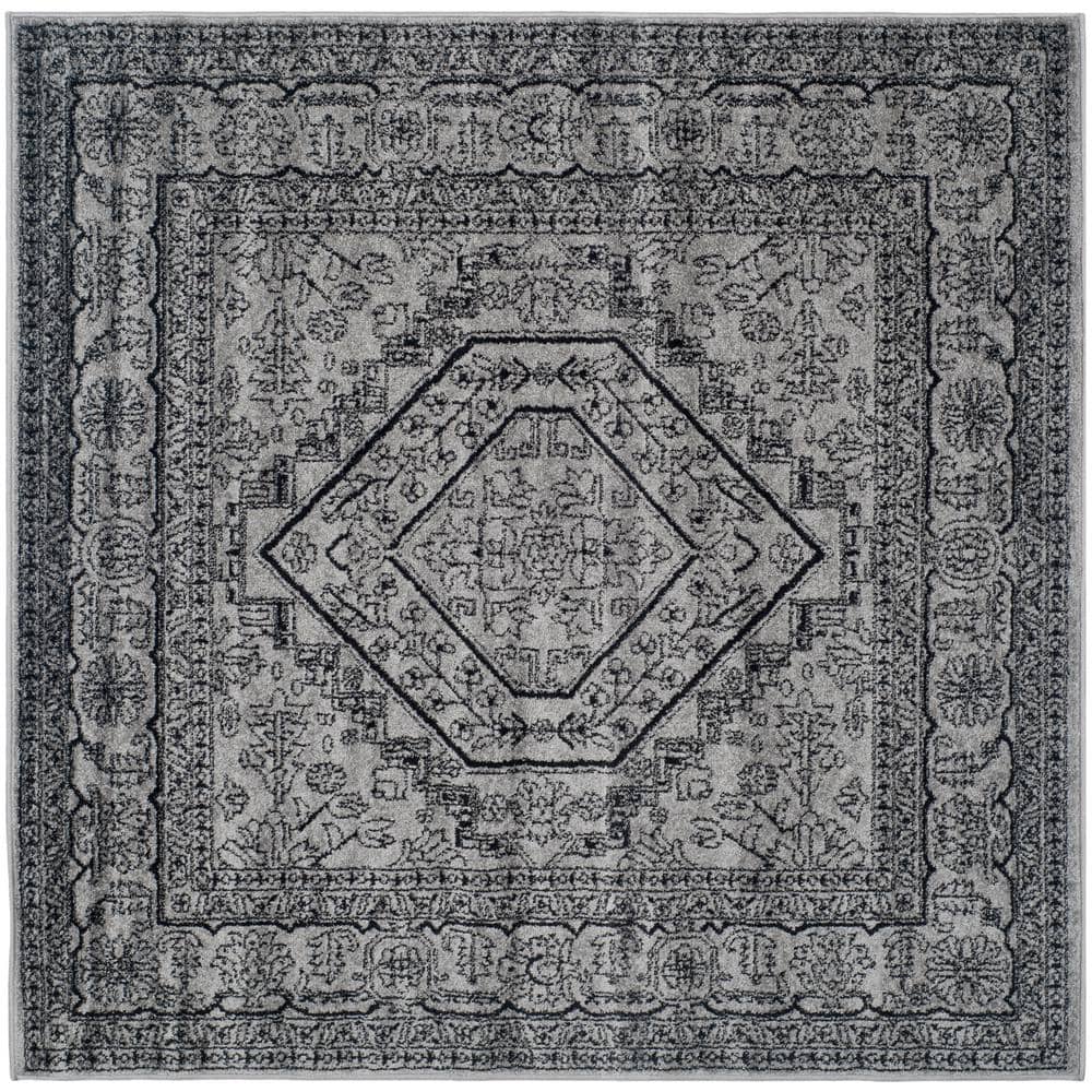 Adirondack Silver/Black 12 ft. x 12 ft. Border Medallion Square Area Rug price history on PriceWatchPro