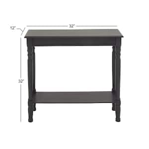 32 in. Black Rectangle Wood Traditional Console Table
