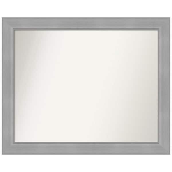 Amanti Art Vista Brushed Nickel 32.25 in. W x 26.25 in. H Non-Beveled Bathroom Wall Mirror in Silver