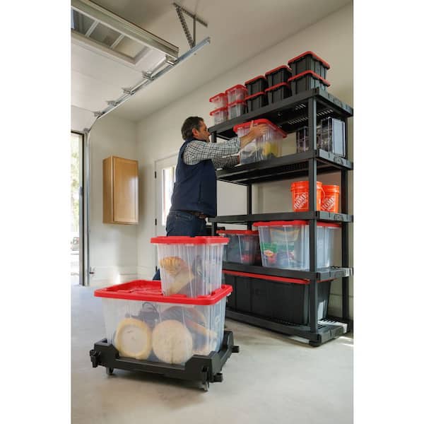 HDX 17 Gal. Tough Storage Tote in Clear with Red Lid 999-17G-C-HDX