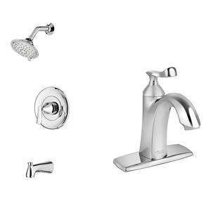 Chatfield Single-Handle 3-Spray Tub and Shower Faucet and Single Hole Bathroom Faucet Set in Polished Chrome