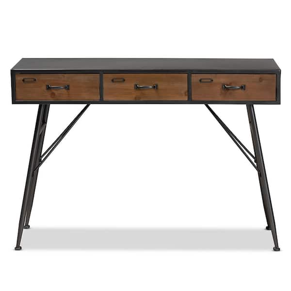 Baxton Studio Ariana 46 In. Black/Walnut Standard Rectangle Metal ...