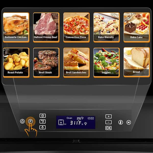 24 in. Single Electric Wall Oven 10 Cooking Functions with Rotisserie and  Convection Touch Control in Silver Glass