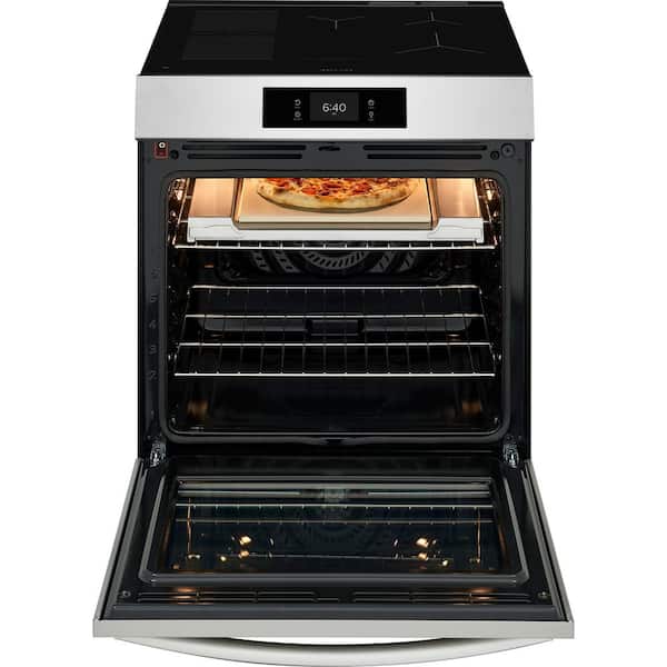 Gallery 30 in. 5-Burner Freestanding Induction Range in Smudge-Proof Stainless Steel with Stone-Baked Pizza