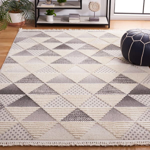 Urban 9 ft. x 12 ft. Gray/Ivory Diamond High-Low Area Rug
