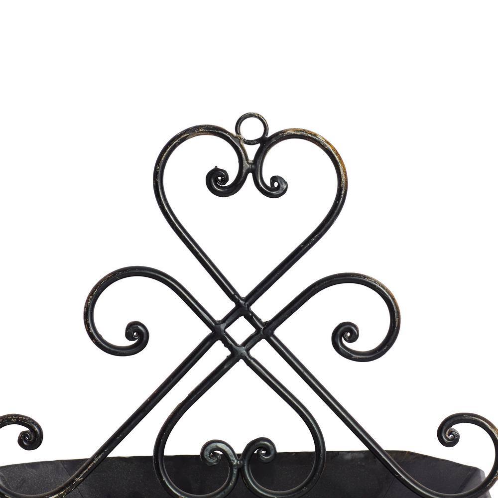 Brown Iron Scrollwork Indoor Outdoor Wall Planter Set