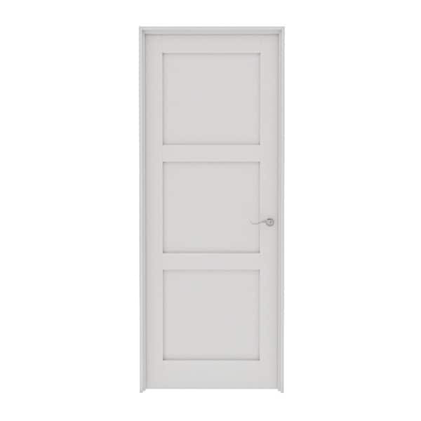 ARK DESIGN 28 in. x 80 in. 3-Panel Blank Left-Hand White Solid Core Wood Interior Door Kit w/ Quick Assemble Jamb