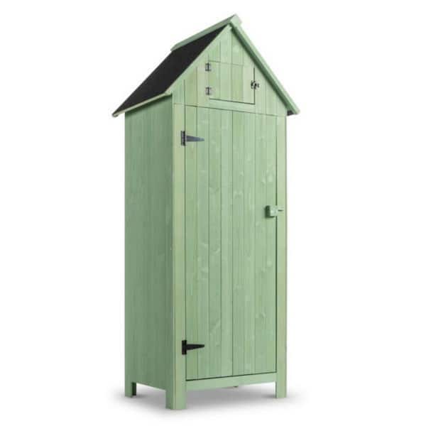 Outdoor series. 2.52 feet long X 1.78 feet wide. Cedar arrow shed with single door wooden garden shed Wooden lockers.