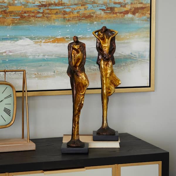 Litton Lane Bronze Polystone People Sculpture (Set of 2)