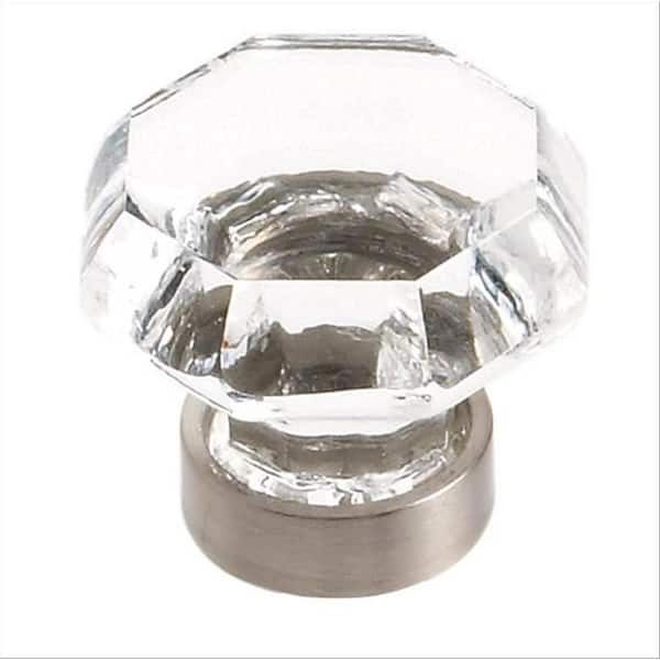 Amerock Traditional Classics 1-1/16 in. Dia (27 mm) Crystal/Satin Nickel Geometric Cabinet Knob