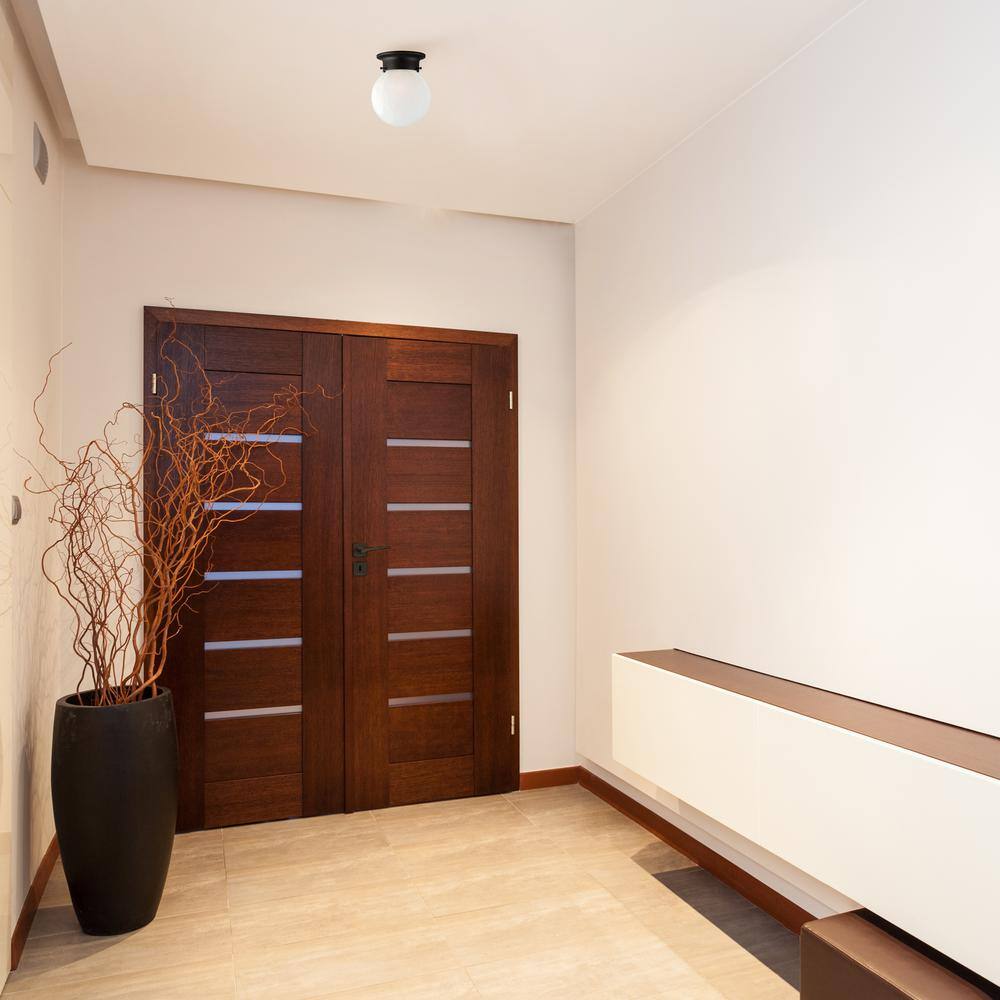 Matte Black and Bronze 6'' Globe Ceiling Light with Alabaster Shade