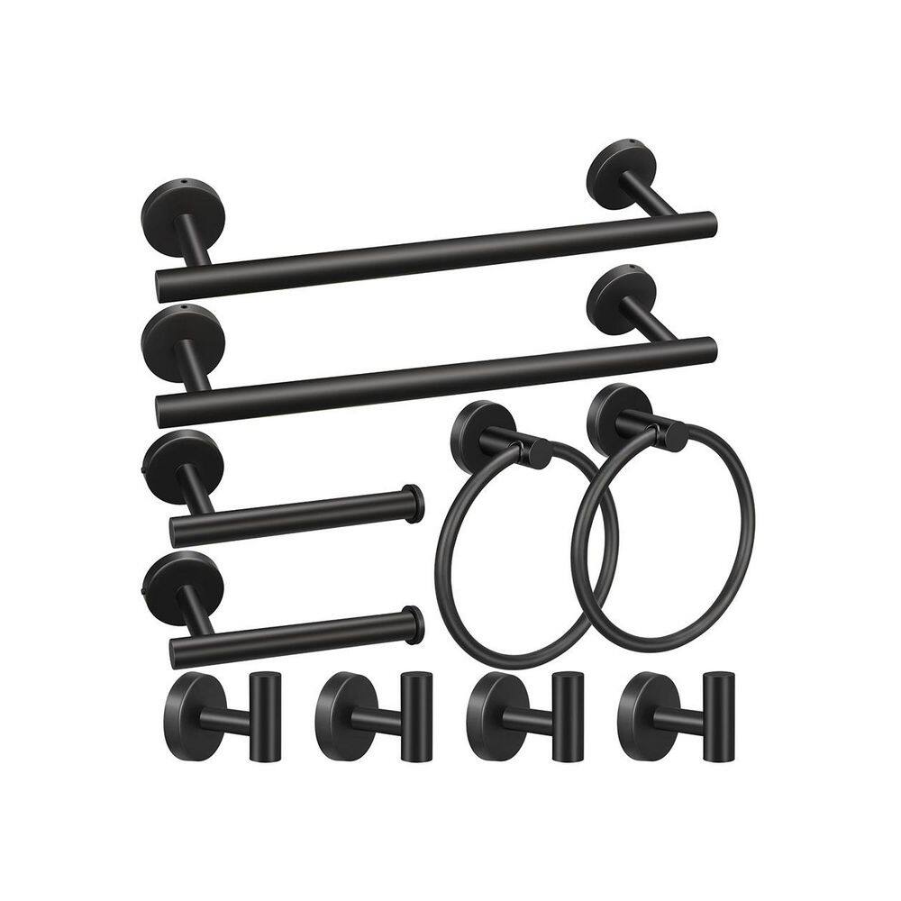 10-Piece Bathroom Hardware Set with Towel Bars Toilet Paper Holders Towel Rings Robe Hooks in Matte Black Finish price history on PriceWatchPro