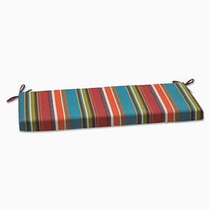 Striped Rectangular Outdoor Bench Cushion in Red