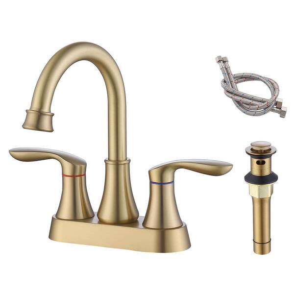 Staykiwi 4 in. Centerset Double Handle Mid Arc Bathroom Faucet with ...