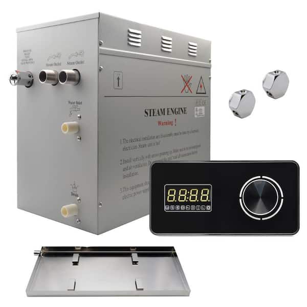 Steam Planet Superior Encore 12kW Steam Bath Generator, Self-Draining with Horizontal Digital Keypad in Black and a Drip Pan