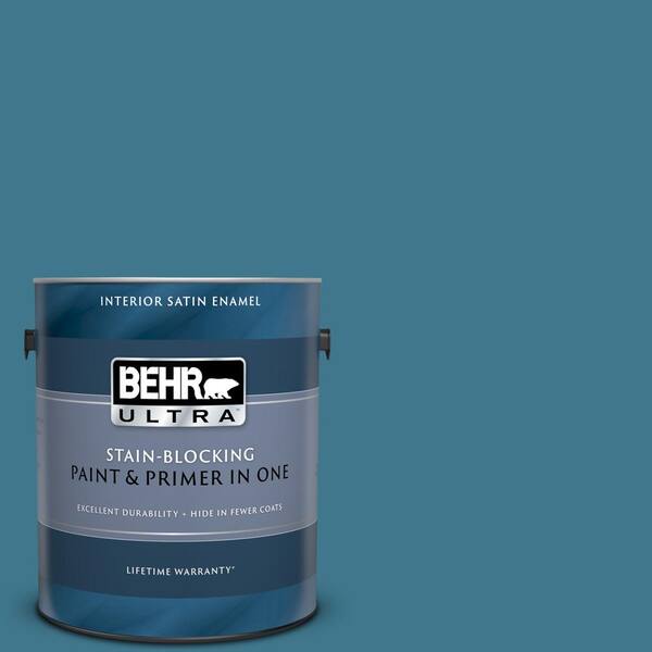 BEHR ULTRA 1 gal. #UL230-19 Cayman Bay Satin Enamel Interior Paint and Primer in One