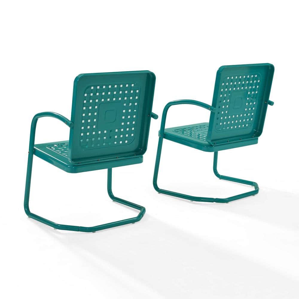 Vintage Turquoise Retro Metal Outdoor Armchair Set