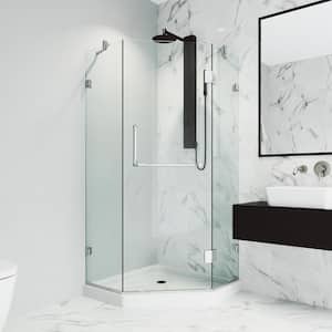 Piedmont 40 in. L x 40 in. W x 77 in. H Frameless Pivot Neo-angle Shower Enclosure Kit in Chrome with Clear Glass