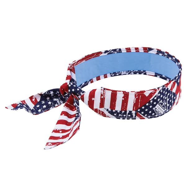 Ergodyne Chill-Its Stars and Stripes Evaporative Cooling Bandana Tie with Cooling Towel