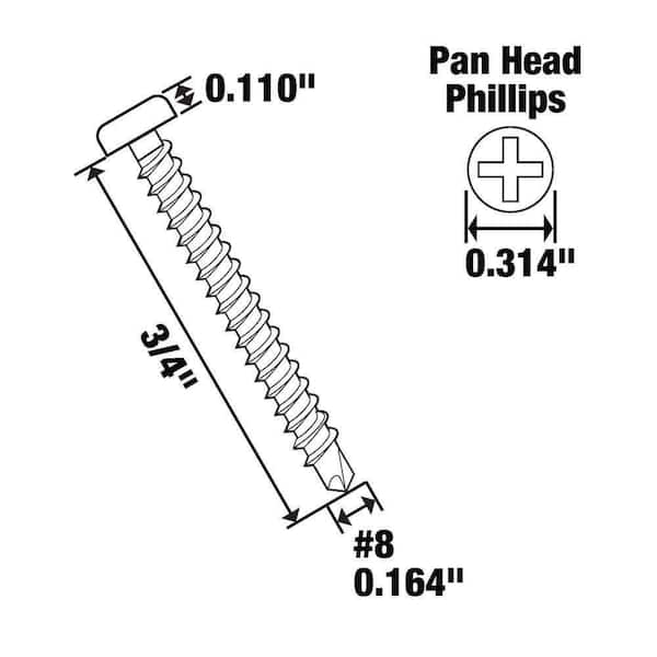 Everbilt #8 x 3/4 in. Zinc Plated Phillips Pan Head Sheet Metal