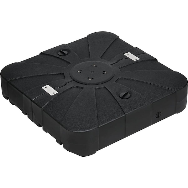 Zeus & Ruta 35 lbs. 33 in. Fillable HDPE Patio Umbrella Base in Black with Wheels, up to 220 lbs. Water or 410 lbs. Sand