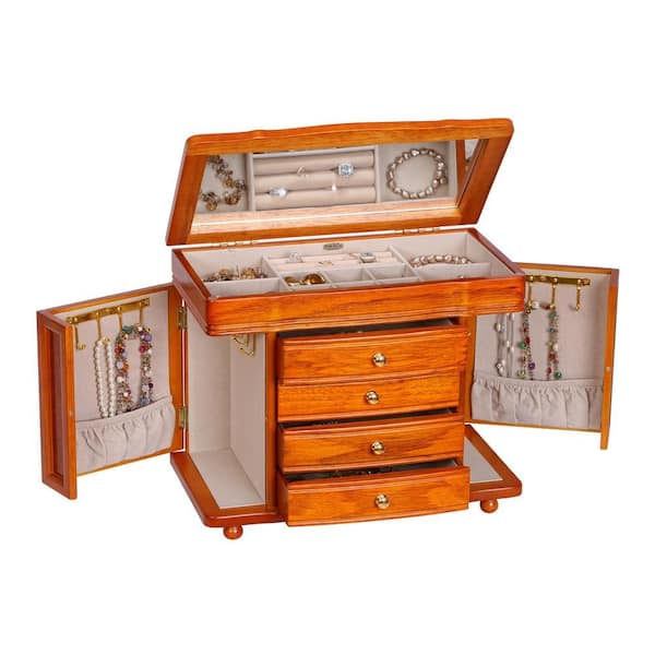 Mele & Co Josephine Oak Finish Wooden Jewelry Box 0076011 - The