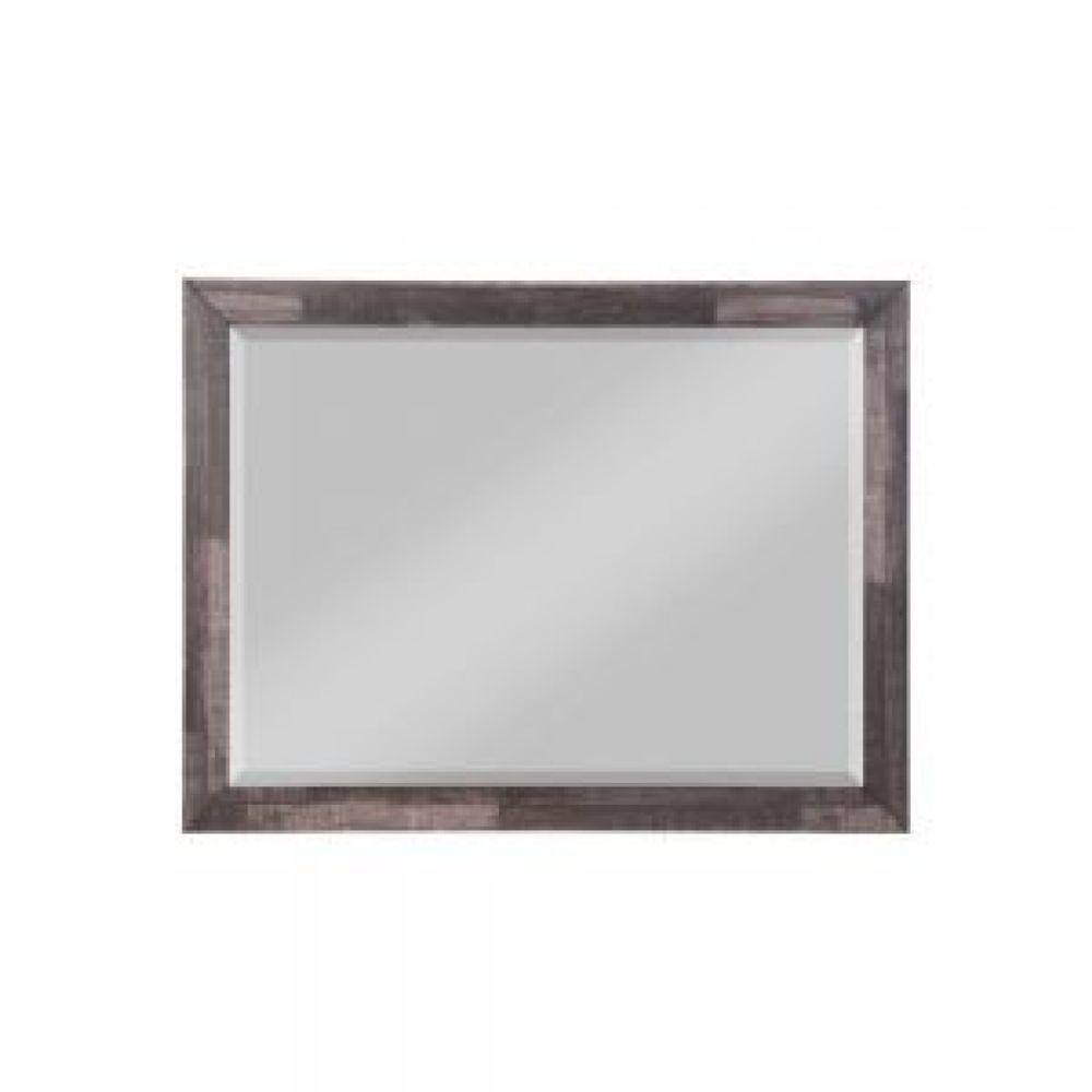 48 Inch Rustic Brown Beveled Wood Landscape Mirror