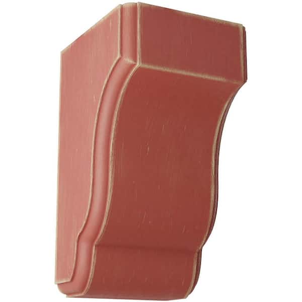 Ekena Millwork 3-1/2 in. x 6-1/2 in. x 4 in. Salvage Red Capistrano Mission Wood Vintage Decor Corbel