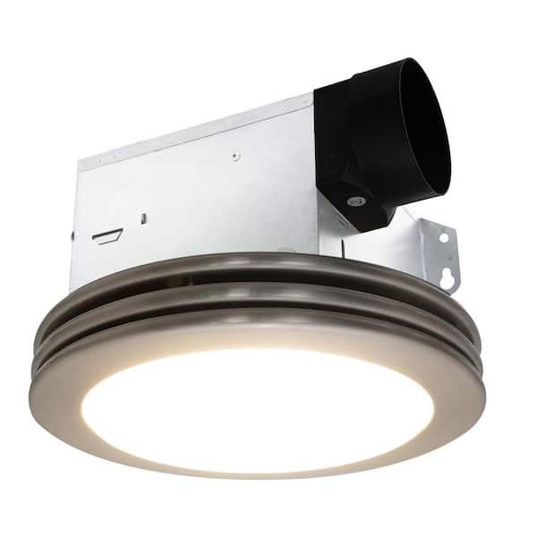 Bathroom Exhaust Fan Light, 80 CFM 2-Sones, 15-Watt Dimmable 3000K/4000K/5500K 3CCT LED Light (Brushed Nickel)