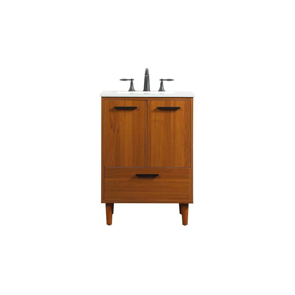 Simply Living 24 in. W x 19 in. D x 34 in. H Bath Vanity in Teak with Ivory