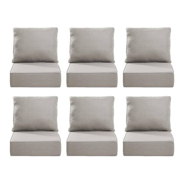 24 in. x 24 in. x 6 in. 12-Piece Olefin Deep Thick Seating Outdoor Lounge Chair Sofa Replacement Cushion Set in Beige