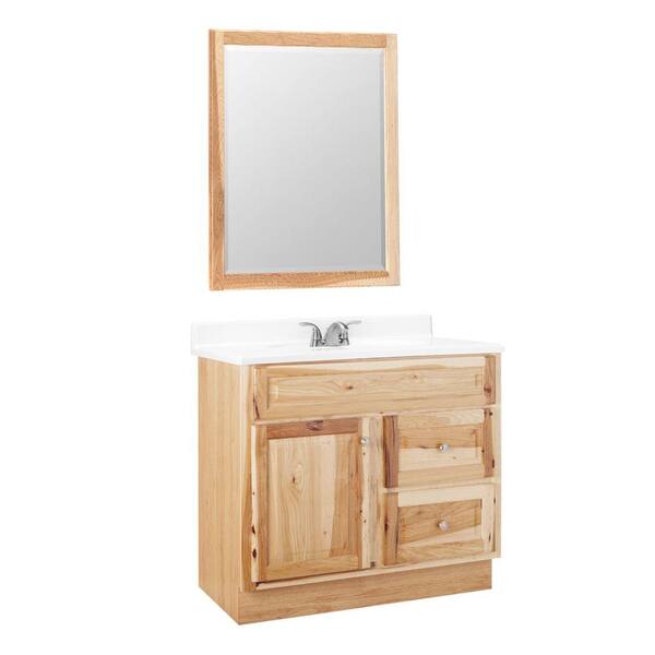 Glacier Bay Hampton 36 in. W x 21 in. D x 33.5 in. H Bath Vanity Cabinet Only with Mirror in Natural Hickory