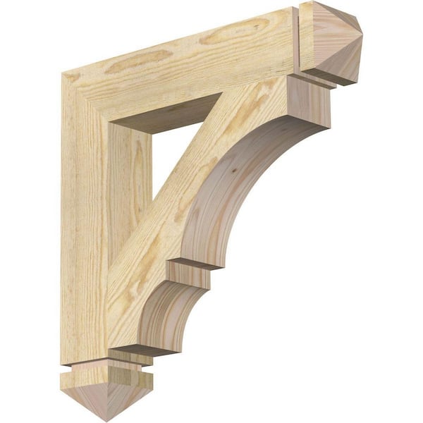 Ekena Millwork 4 in. x 22 in. x 22 in. Douglas Fir Balboa Arts and Crafts Rough Sawn Bracket