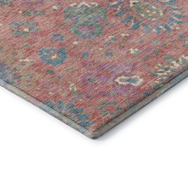 Mayfield Premium Machine Washable Abstract AMF2013 Coral 8 ft. x 10 ft. Area Rug