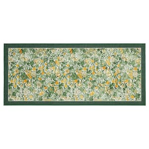 Loveston Floral Chenille Green 2 ft. x 5 ft. Polyester Runner Rug