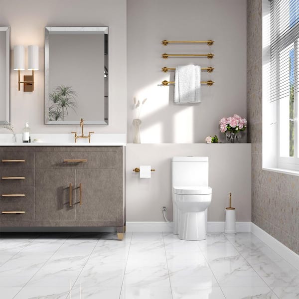 1-Piece 1.1/1.6 GPF Compact Dual Flush Round Toilet in White Soft Close Durable UF Seat Included