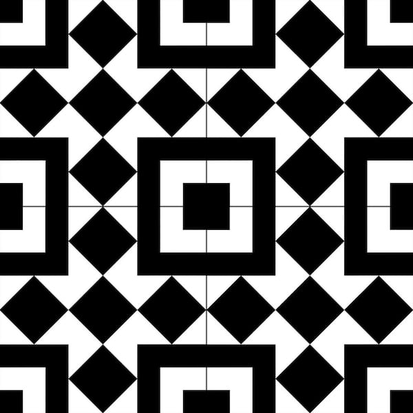 ANDOVA Luv Letter Black/White 8 in. x 8 in. Smooth Matte Porcelain Floor and Wall Tile Sample