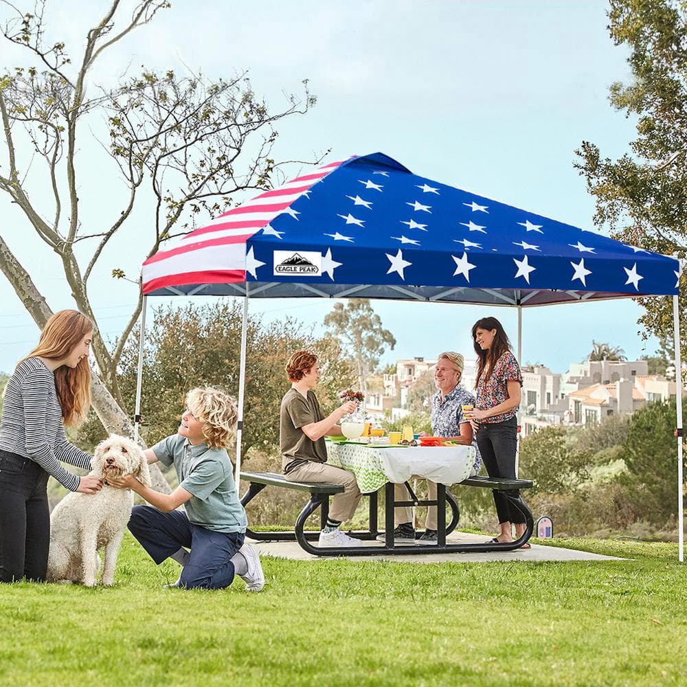 American Flag 10x10 ft Pop-Up Canopy Tent with Mesh Walls