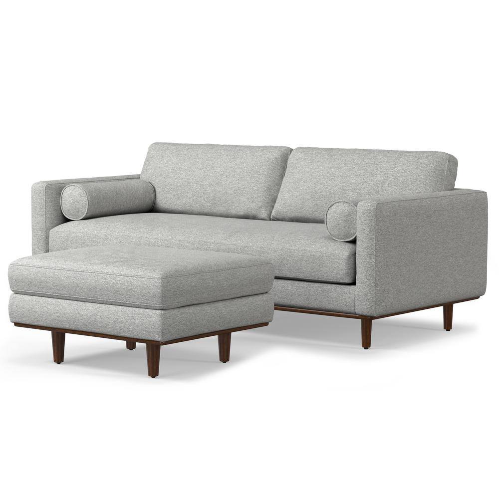 Mist Grey 89-Inch Upholstered Sofa and Ottoman Set