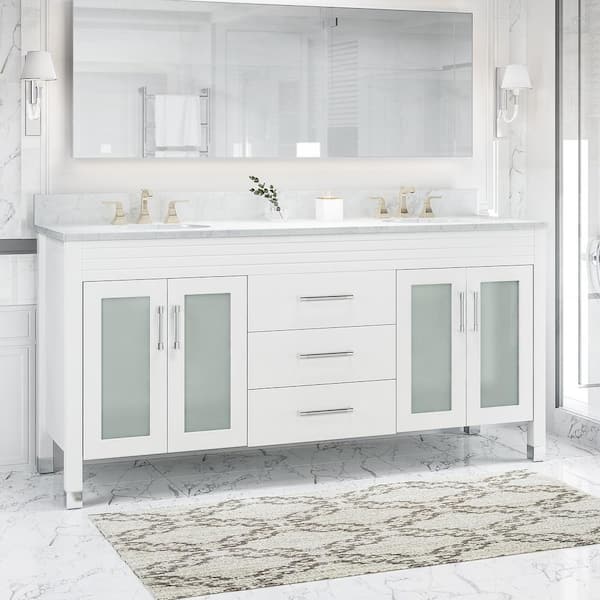 Harper 72-inch Double Vanity with Carrara Marble Top