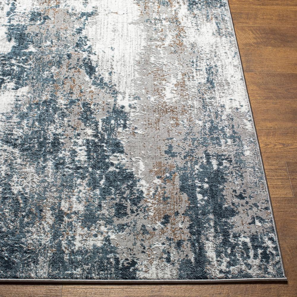 Contemporary Allegro Abstract Gray 5'3" x 7' Synthetic Rug