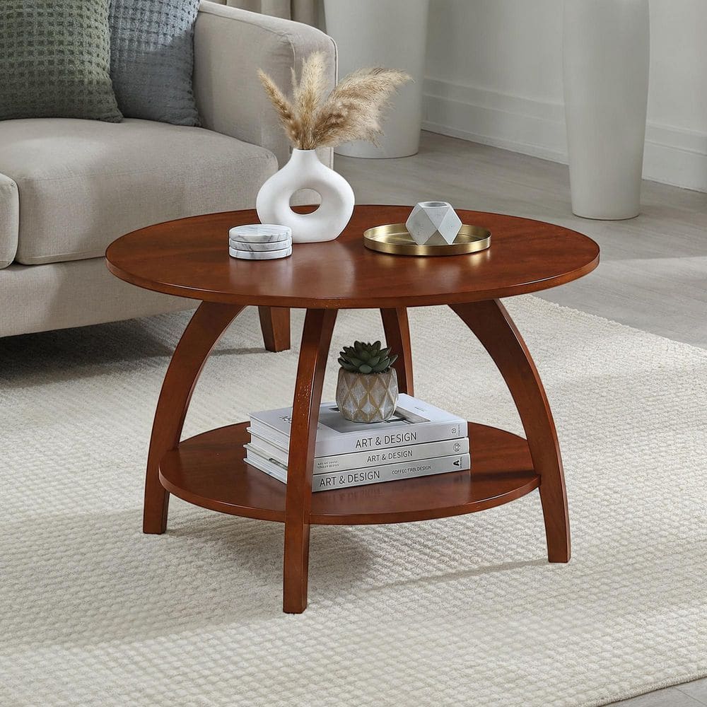 Reviews for Convenience Concepts Aldrin 30 in. W Mahogany Round Wood ...
