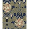 Seabrook Designs Navy and Terra Cotta Floral Hydrangea Unpasted Nonwoven Paper Wallpaper Roll 57.5 sq. ft. ET12102