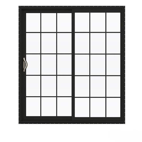 JELD-WEN 72 in. x 80 in. V-2500 Series Bronze FiniShield Vinyl Left-Hand 15 Lite Sliding Patio Door w/White Interior