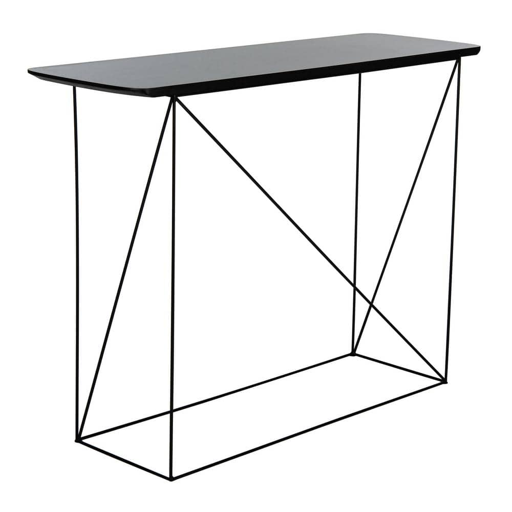 Rylee Black Wood and Metal Console Table with Storage