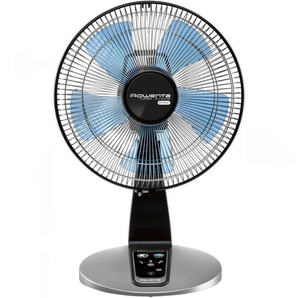 18 Inch 5 Speeds Turbo Silence Table Fan with Remote, Silver/Black