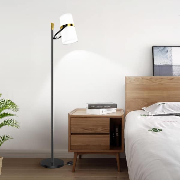 62 in. Black Retro 1-Light Standard Living Room Bedroom Reading Standing up Floor Lamp Corner Tall Lights