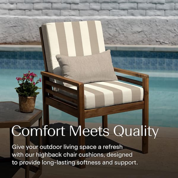 Outdoor Cabana Stripe Tan Highback Dining Chair Cushion